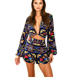 Siciliana - Stella Cropped Blouse (Black)