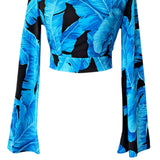 Jungle – Blue Palm Riviera Crop Top