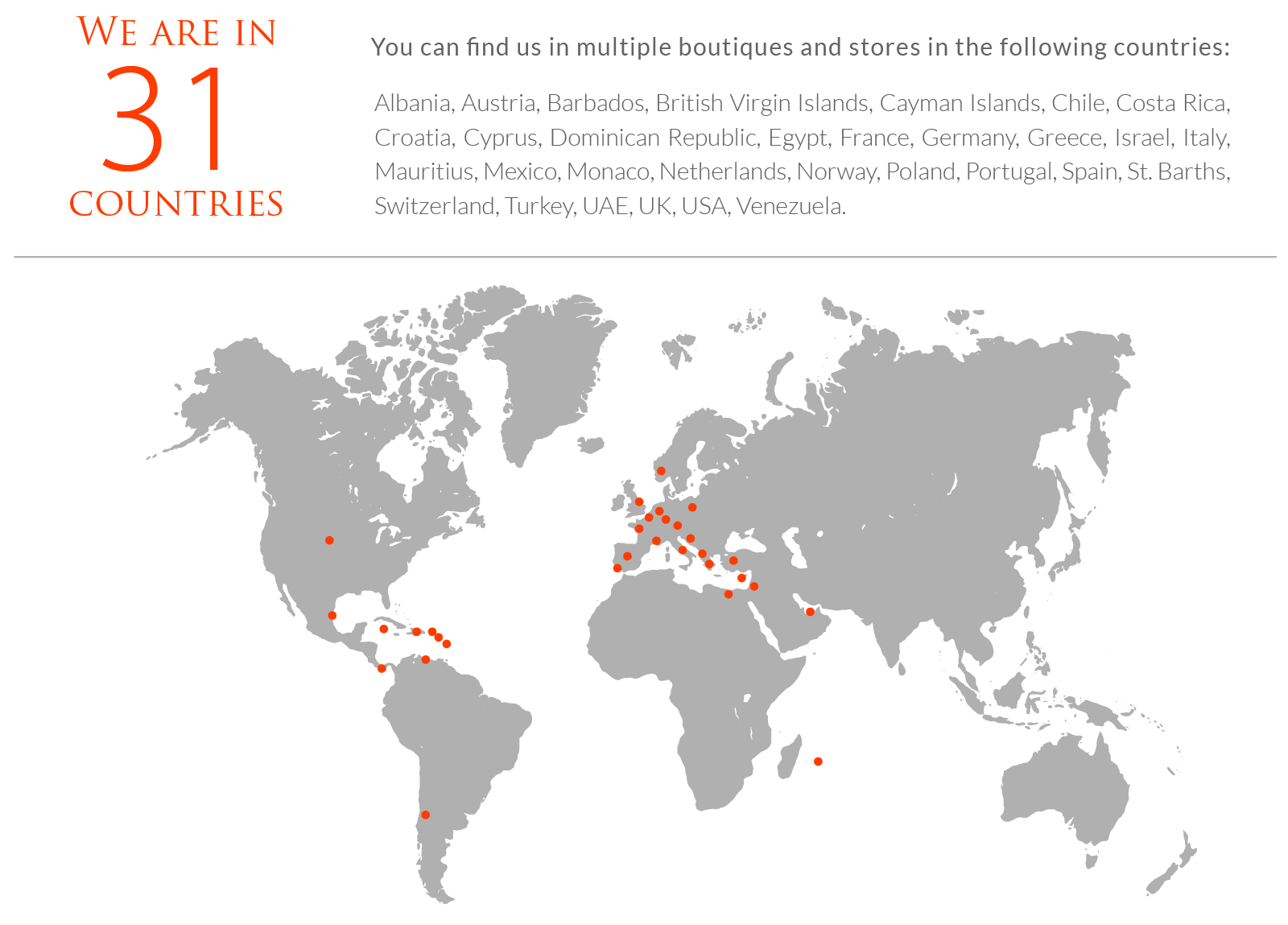 BeMystique Locations - We are in 31 Countries across the world