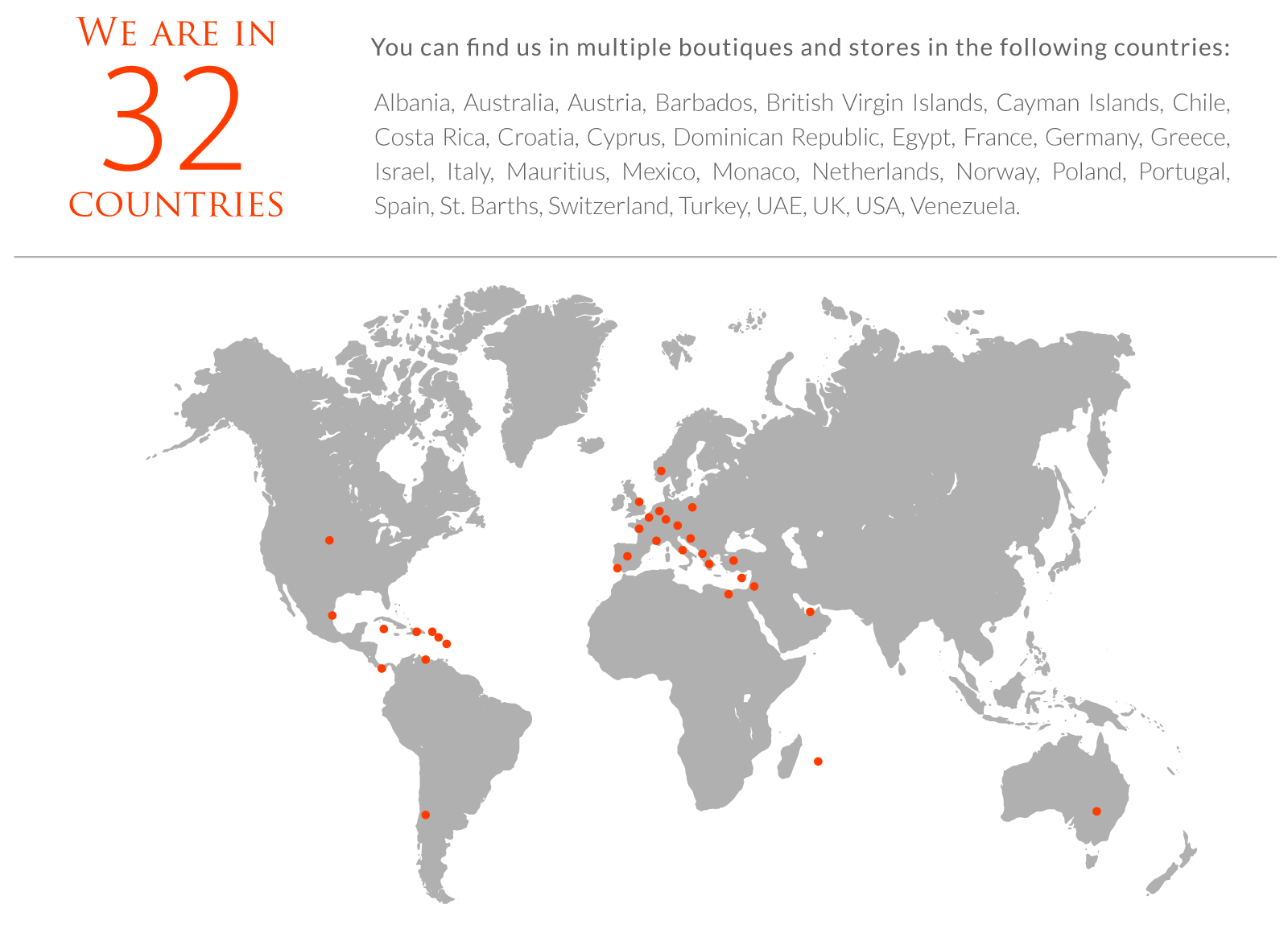 BeMystique Locations - We are in 32 Countries across the world